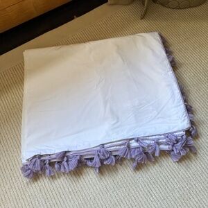Pottery Barn Teen white duvet cover with purple tassels - twin bed
